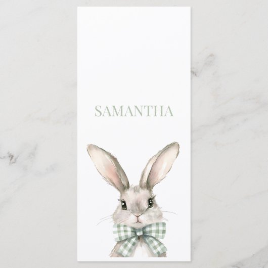 Menu Elégant lapin vert aquarelle Rabbit chasse oeufs (Dos)