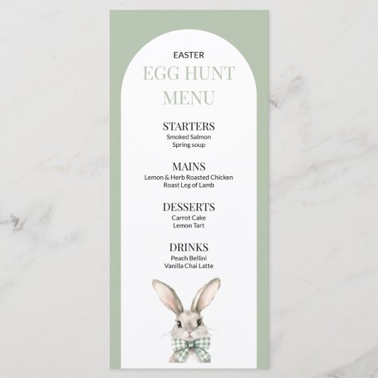 Menu Elégant lapin vert aquarelle Rabbit chasse oeufs (Devant)