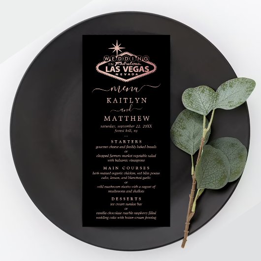 Menu Elégant Las Vegas Destination Mariage