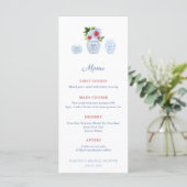 Menu Élégant lavis Rouge Blanc Bleu Mariage Douche (Debout devant)