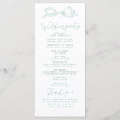 Menu Elegant Light Green Hand Drawn Bow Wedding Program (Dos)