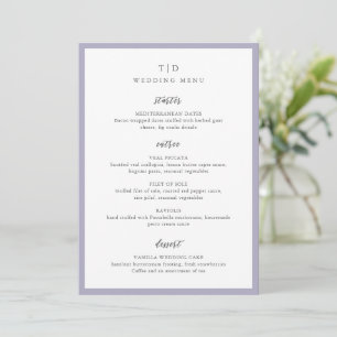 Menu Élégant Lilac Monogramme Mariage moderne
