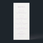 Menu Élégant Lilac Script Monogram Mariage<br><div class="desc">Un menu de mariage élégant avec un design classique avec votre monogramme dans une police de script et votre menu dans une police de serif traditionnelle.</div>