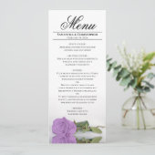 Menu Elegant Long Stemmed Lilac Purple Rose Wedding (Debout devant)
