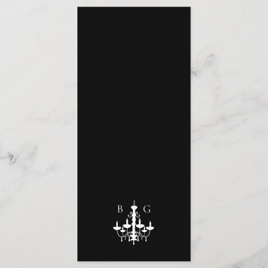 Menu Élégant lustre noir blanc Mariage (Dos)