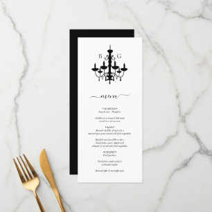 Menu Élégant lustre noir blanc Mariage