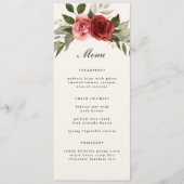 Menu Élégant mariage à l'aquarelle avec roses et feuill (Devant)