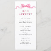 Menu Élégant Mariage à mâchoire douce rose (Devant)
