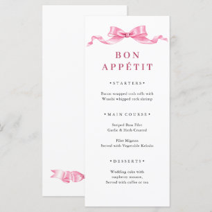 Menu Élégant Mariage à mâchoire douce rose