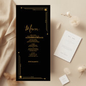 Menu Elégant Mariage Art déco noir et or