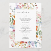 Menu Élégant Mariage aux Fleurs Sauvages Colorées (Devant)