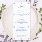 Menu Elégant Mariage bleu de coquillage à main