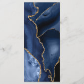 Menu Élégant mariage bleu marine agate dorée marbre (Dos)