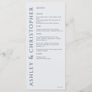 Menu Élégant Mariage bleu marine moderne