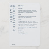 Menu Élégant Mariage bleu marine moderne (Devant)
