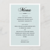 Menu Elégant mariage bleu. Script de calligraphie class (Devant)