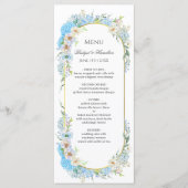 Menu Élégant Mariage Blue Hydrangea (Devant)