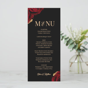 Menu Élégant mariage bordeaux et or