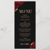 Menu Élégant mariage bordeaux et or (Devant)