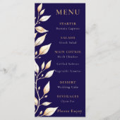 Menu Élégant mariage bordure botanique Navy (Devant)