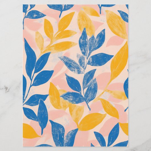 Menu Elégant mariage botanique bleu et jaune (Dos)
