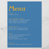 Menu Elégant mariage botanique bleu et jaune (Devant)
