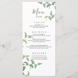 Menu Élégant Mariage botanique Verdure Vintage