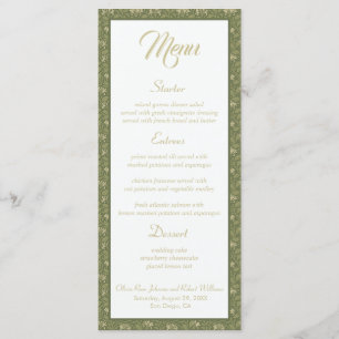 Menu Élégant Mariage Botanique Vert
