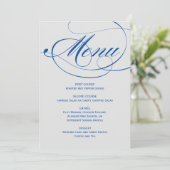 Menu Élégant mariage calligraphié bleu gris (Debout devant)