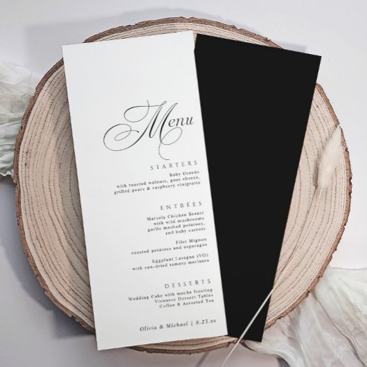 Menu Élégant Mariage Calligraphie Luxe