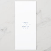 Menu Élégant Mariage Chic Bord de Mer Bleu (Dos)