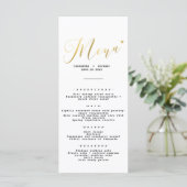 Menu Élégant Mariage chic Gold Script (Debout devant)