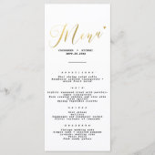 Menu Élégant Mariage chic Gold Script (Devant)