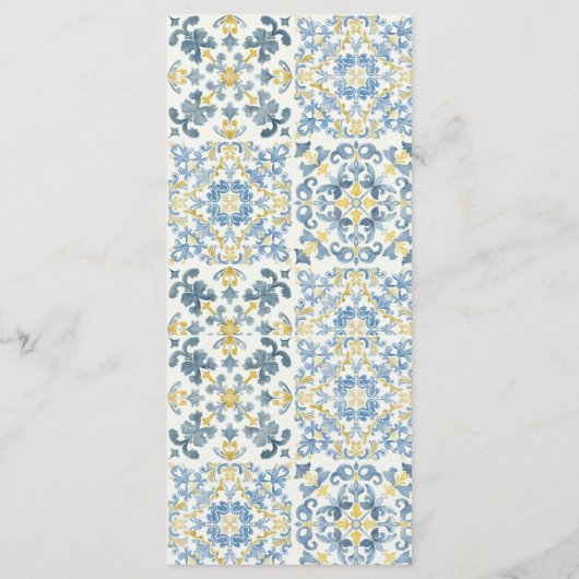 Menu Élégant Mariage citron en carrelage bleu italien (Dos)