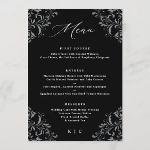 Menu Elégant mariage classique noir et blanc