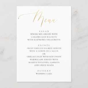 Menu Elégant mariage classique or classique formel. Scr