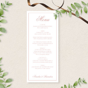 Menu Élégant Mariage Classique Rose Poussiéreux Bordure