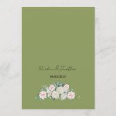 Menu Élégant Mariage d'accolade florale (Dos)