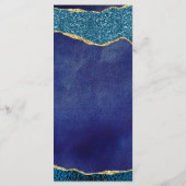 Menu Élégant Mariage d'âge bleu et or de la marine (Dos)