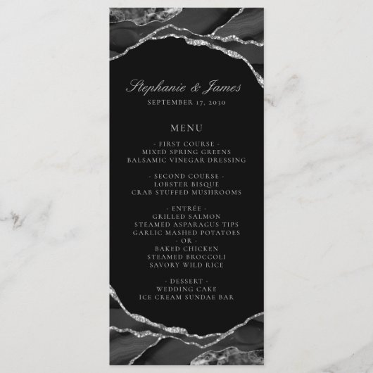 Menu Élégant Mariage d'âge noir à huile d'argent (Devant)