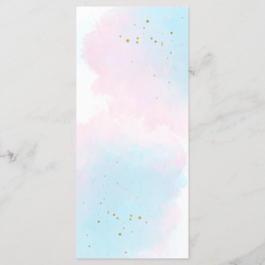 Menu Elégant Mariage d'Aquarelle bleu rose or (Dos)