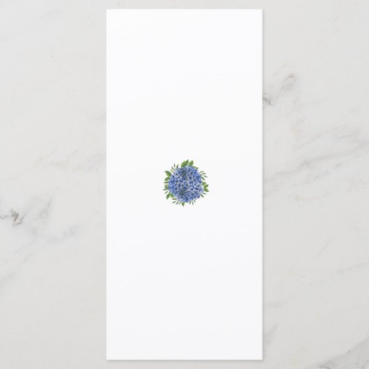 Menu Élégant Mariage d'aquarelle Blue Hydrangeas (Dos)