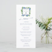 Menu Élégant Mariage d'aquarelle Blue Hydrangeas (Debout devant)
