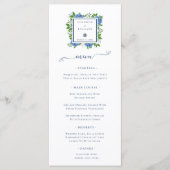 Menu Élégant Mariage d'aquarelle Blue Hydrangeas (Devant)