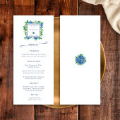 Menu Élégant Mariage d'aquarelle Blue Hydrangeas