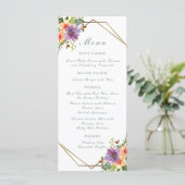Menu Elégant Mariage d'aquarelle de pêche Floral Boho (Debout devant)
