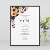 Menu Élégant Mariage d'aquarelle de tournesol violet de (Debout devant)