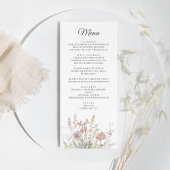 Menu Élégant Mariage d'aquarelle florale Fleur sauvage