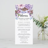 Menu Élégant Mariage d'aquarelle florale pourpre (Debout devant)