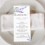 Menu Élégant Mariage d'aquarelle Lavender<br><div class="desc">Elégante et rustique aquarelle violet et lavande bleue avec typographie classique et script.</div>